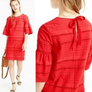 J crew | red eyelet bell sleeve dress